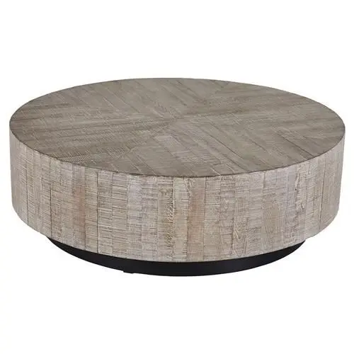 Table basse ronde en bois massif industriel rétro, finition rustique pour salon, table basse nordique de luxe moderne