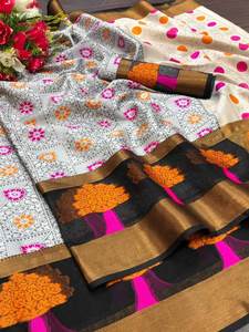 Nuevo aspecto más hermoso Ropa de temporada Sana Sari de seda con pieza de blusa Ropa de mujer India Precio bajo barato Venta al por mayor Surat Apparelgarment - Product Image 6