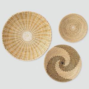 Handmade Woven <b>Wall</b> <b>Art</b> Decoration Seagrass Baskets Hanging Plates - Product Image 5