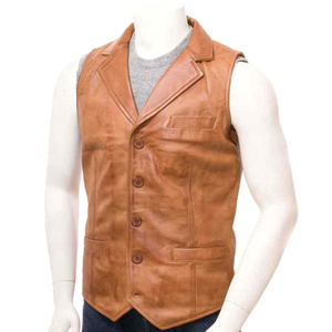 Logotipo personalizado Chaleco de invierno Chaleco de cuero genuino más tamaño Chaleco de piel de oveja para hombre al por mayor - Product Image 1