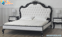 Lit en teck sculpté à la feuille d'or de luxe, ensemble de meubles modernes de style royal, taille personnalisée, DSTEXPORTS, OEM disponible, emballage sécurisé