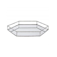 Plateau en verre ovale en métal noir de haute qualité avec revêtement poudré, plateau miroir design moderne et élégant avec poignée, compatible lave-vaisselle