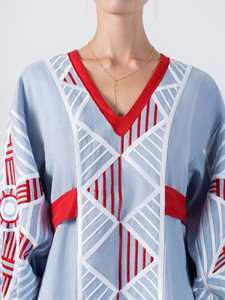 เดรสแม็กซี่แขน3/4แต่งพู่ผ้าลินินสำหรับผู้หญิงเสื้อผ้าโบฮีเมียนปักลายสไตล์ยูเครน2025น่าดึงดูดใจ - Product Image 6