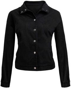 Haute qualité femmes noir fini tissé Denim veste décontracté plaine Stretch broderie XL-3XL grande taille coton respirant hiver - Product Image 2