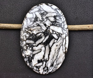 Cabochon de jaspe pin noir poli à la main en pierres précieuses, bijou à pendentif pour la création de bijoux - Product Image 2