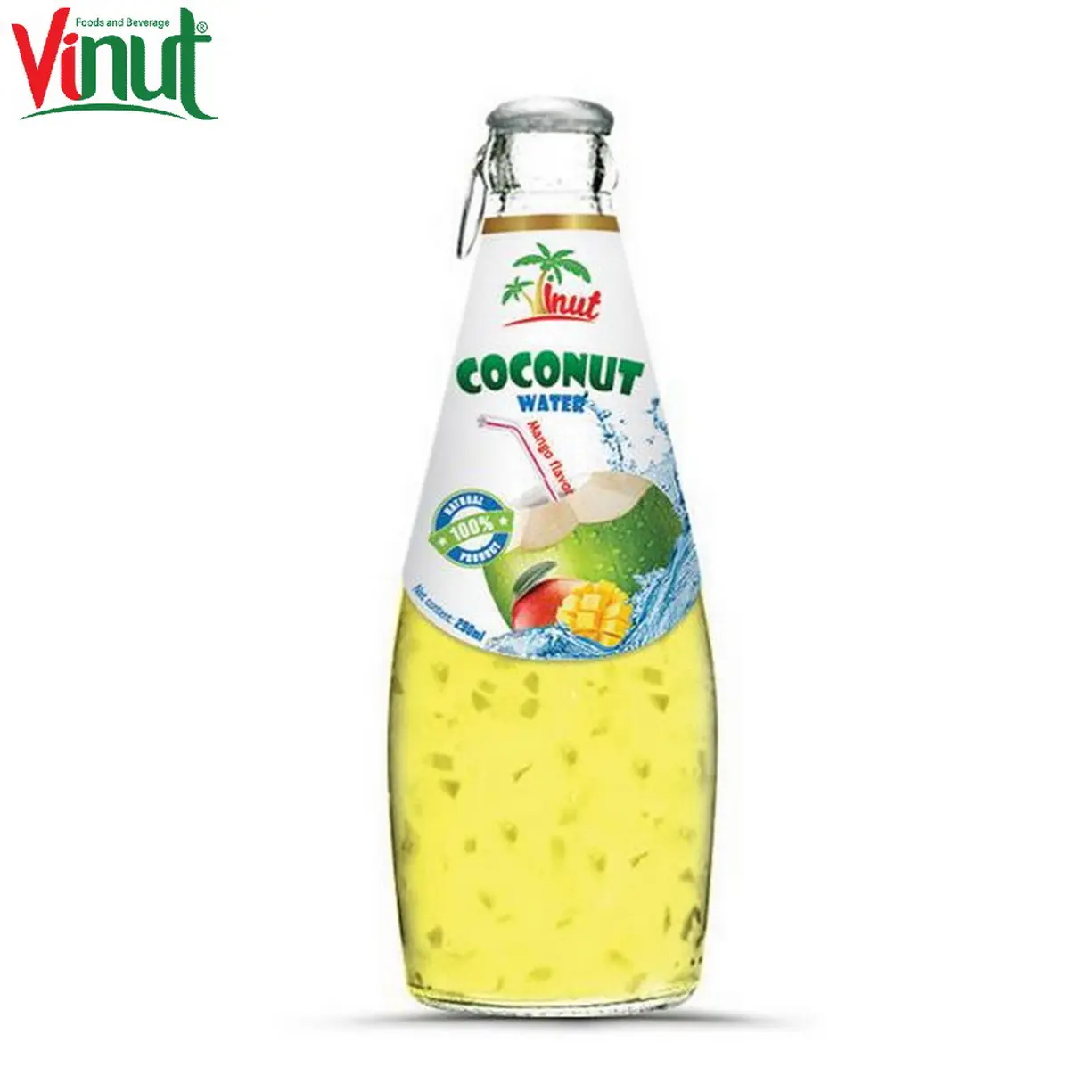 290ml VINUT bottiglia di vetro acqua di cocco con Mango contenitore misto max 8 sapori produttori miglior prezzo glucosio in Vietnam