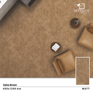 Azulejos de suelo de 600x1200mm, azulejos laminados con efecto de madera marrón, aspecto de mármol, azulejos de porcelana de la India pulidos - Product Image 6