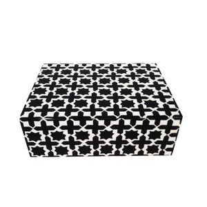 Handcrafted Bone Inlay Jewelry Box | Black White Decorative Storage Box | Luxury Keepsake Organizer Home Decor <b>Gift</b> Table Decor - Product Image 1