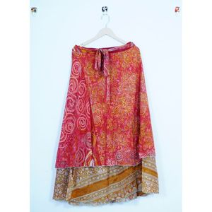 Women Party Wear Vintage Style <b>Wrap</b> Magic Two Layer Reversible Silk Skirt Bohemian <b>Belly</b> Dance Double Mini Skirt High Feathers - Product Image 5