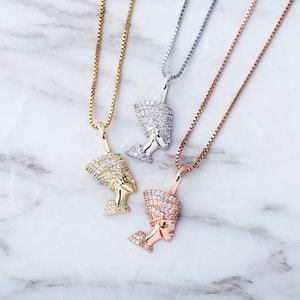 Bijoux Hip Hop en argent Sterling 925, collier de tête de reine néfertiti en plaqué or, nouvelle collection - Product Image 4