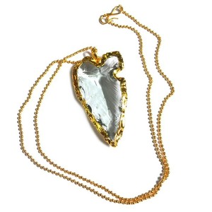 With Best Quality of Heart Cut Aquamarine Glass Arrowheads Necklace : Heart Cut Aquamarine Glass Arrowheads Neckla at Low Price - Product Image 1