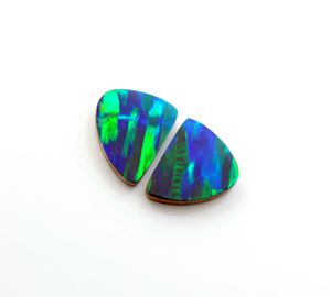 Australian Boulder Opal Bello Synthétique Opale Doublet Match Paire de Cabochons de Forme Fantaisie Pierre Naturelle Lâche - Product Image 5