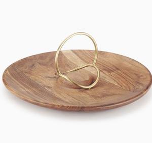 Bol à salade en bois de riz, support en fil d'or en métal pour décoration, ustensiles de Table, meilleure vente, pour salade de mariage - Product Image 2
