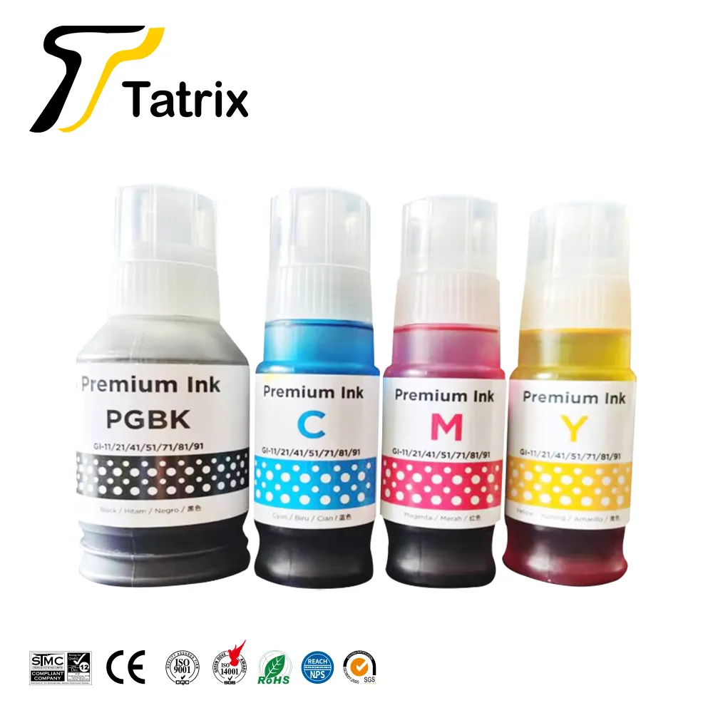 Tatrix GI-11 GI11 dolum mürekkep premium uyumlu su bazlı toplu şişe Canon G2160 vb baskı mürekkepleri gi11