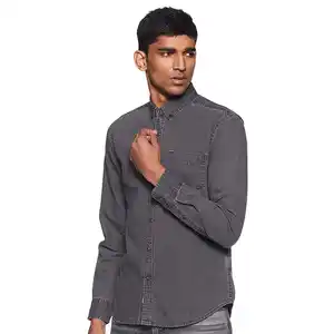 Top Best Quality Fashionable Heavy GSM Street Wear Denim Shirts For Men In Grey Color Jeans Casual Shirts