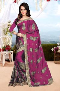 Bollywood Designer Saree Designer Miroir Travail Fleur Conception Tissu De Soie Doux Impression Numérique Marron Couleur Sari avec Blouse Inde Alphanumero - Product Image 3