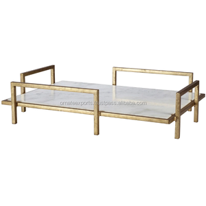 Bandeja Rectangular Resistente Hecha a Mano al por Mayor, Acabado Pulido, Material de Hierro Dorado y Acrílico, Decorativa para Restaurantes - Product Image 4