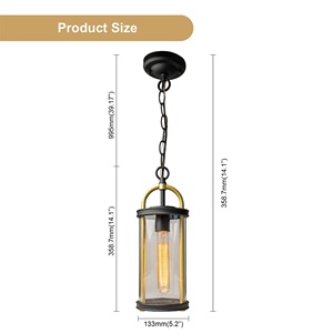 Lanterne suspendue en verre noir, métal, lampe avec abat-jour, luminaire d'extérieur, livraison gratuite, CP-002 - Product Image 4