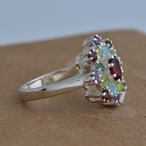 Vente en gros de bagues de fête de mariage en argent sterling 925 faites à la main de conception merveilleuse bijoux en pierres précieuses grenat topaze bleue certifiée IGI - Product Image 3