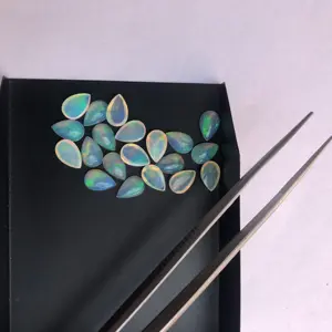 9x7mm doğal etiyopya Welo Opal taş Flatback armut gevşek Cabochons değerli taşlar toptancı Online satın fabrika en iyi fiyat