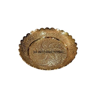 จานเสิร์ฟในห้องครัวจานเสิร์ฟอาหารจานเซิร์ฟเวอร์จานทองเหลืองสำหรับรับประทานอาหารเย็นจานชาร์จอุปกรณ์สำหรับการจัดเลี้ยงในโรงแรม - Product Image 1