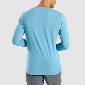 Camiseta de manga larga con estampado Digital para hombre, camiseta 95% de bambú 5% de algodón para entrenamiento en gimnasio y correr, venta al por mayor - Product Image 2