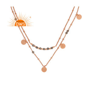 Collar con colgante de Gema labradorita Natural chapado en oro rosa para mujer, joyería de moda, fabricante - Product Image 1