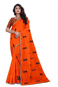 Derniers vêtements de mariage beau designer Broderie fleur travail coton soie saree avec chemisier non cousu couleur rose meilleur prix Alphanumero - Product Image 3