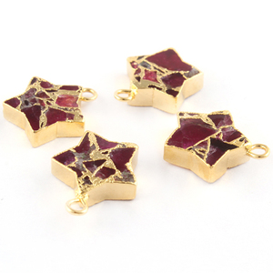 Connecteur en forme d'étoile en cuivre de 12 mm, turquoise rubis, plaqué or, avec un seul anneau, pour la fabrication de bijoux, fourni par l'usine - Product Image 6