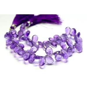 ลูกปัดลูกแพร์เหลี่ยมเพชรพลอยแอเมทิสต์ธรรมชาติขนาด9นิ้ว - Product Image 3