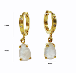 ต่างหูเงินแท้ 925 ชุบทอง ผลิตตามสั่ง ผู้ผลิต ผู้ค้าส่ง ทำมือ สำหรับทุกเพศ ทุกวัย ผู้หญิง ขั้นต่ำในการสั่งซื้อน้อย ประดับด้วยมูนสโตนสีรุ้ง - Product Image 3