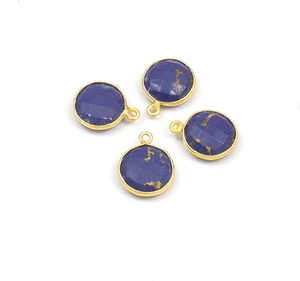 Bleu Cuivre Turquoise Gemme Laiton 18K Plaqué Or Fabrication de Bijoux À La Main Lien Lunette Pierre De Naissance Boho Connecteur Charme - Product Image 1