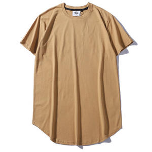 여름 새로운 빈 티 드롭 가리비 남성 곡선 밑단 T 셔츠 클래식 느슨한 면 캐주얼 반팔 티셔츠 밑단 도매 - Product Image 4