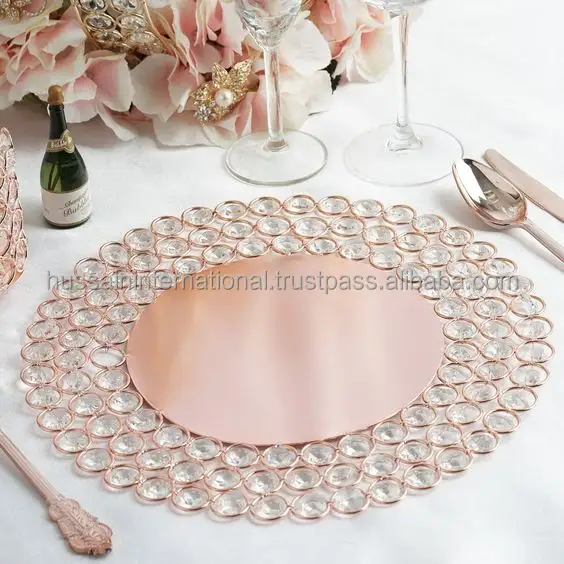 Rose Gold Crystal Oplader Plaat Voor Bruiloft