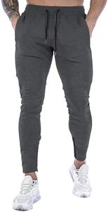 Pantalones de correr informales para hombre, pantalón de chándal atlético para gimnasio, con cremallera, tobilleros - Product Image 5