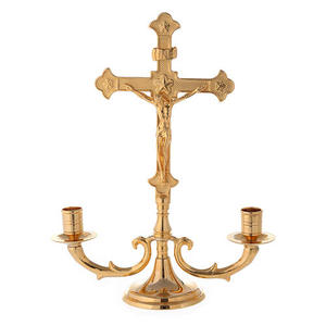 Bougeoir à trois branches pour fournitures d'église cuivworld inde - Product Image 5