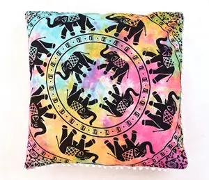 Chất Lượng Cao Đa Màu 26*26 Inches Bông Handmade Đẹp Elephant Mandala Vuông Cushion Cover Trang Trí Gối Trường Hợp