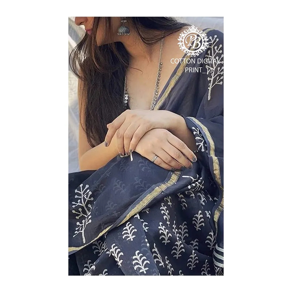 Venta caliente Bollywood Designer Linen Digital Printed Saree y Classy Looks al mejor precio