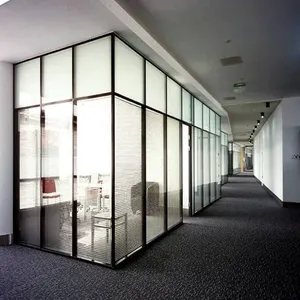 Ebunge-Divisor de pared de vidrio para oficina, Modular, doble, de aluminio, acústico