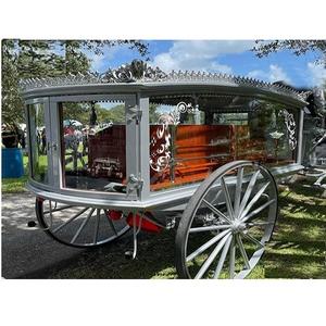 Carruaje funerario de plata real a la venta Carruaje funerario dibujado por caballos de plata antigua Caballo funerario tallado blanco inglés - Product Image 1