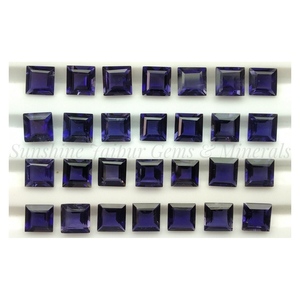 Haute qualité 3mm carré coupe pierre précieuse naturelle Iolite pierre à facettes en vrac avec certificat IGI prix d'usine en gros - Product Image 1