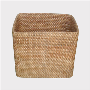 Cesta rectangular de mimbre de plástico, bandeja de almacenamiento de exhibición hecha a mano para frutas y verduras para cocina y baño - Product Image 5