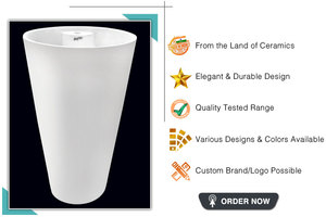 อ่างล้างหน้าเซรามิกทรงกลมแบบหลุมเดียวของผู้ผลิต OEM พร้อมตัวเลือกราคาประหยัดแบบแท่นสำหรับใช้ในห้องน้ำหรือในห้องน้ำ - Product Image 2