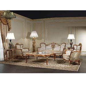 Juego de Sofás Estilo Princesa Moderno Francés en Madera de Teca con Acabado en Nogal, Tamaño y Color Personalizables - Product Image 1