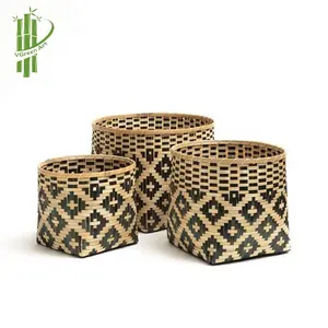 Set 3 Fruit basket bamboo woven container Food Storage pattern other storage baskets weave bamboo kitchen dinning room furniture