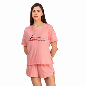 Pink Color Summer sets for Young Ladies T-Shirt With Short Street Fashion Outdoor Summer Sets - Product Image 1