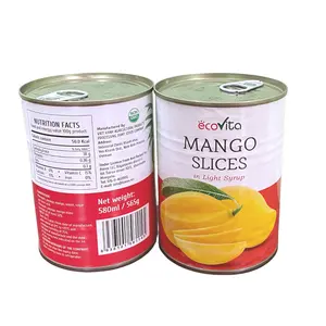 [Top Verkoop] Hoge Kwaliteit Vietnam Fabriek Blik Mango Plakjes In Lichte Siroop-Lekkere Mango Blik 580Ml