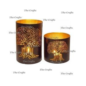 Ensemble de deux bougeoirs votifs de qualité supérieure, forme ronde, en fer, pour la maison, les restaurants, usage décoratif - Product Image 1