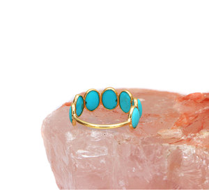 ธรรมชาติArizona Turquoiseอัญมณี9Kทองคำขาวงานแต่งงานแหวนเครื่องประดับขายส่ง - Product Image 4
