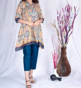 Kurti Masoori MP-A075 pour femmes pakistanaises et indiennes, style Anrakha, broderie au fil sur tissu lawn, impression numérique de haute qualité, service OEM - Product Image 4